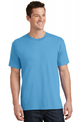 Голубая мужская американская хлопковая футболка Port & Company Core Cotton Tee PC54 Aquatic Blue, фото