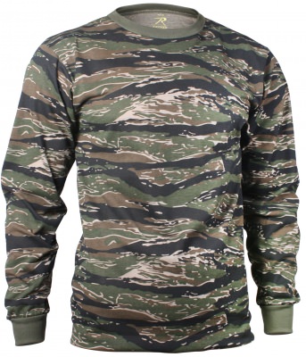 Футболка с длинным рукавом тигровый лесной камуфляж Rothco Long Sleeve T-Shirt Tiger Stripe Camo 66787, фото