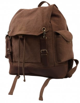 Коричневый, винтажный рюкзак с кожаными ремнями Rothco Vintage Expedition Rucksack Brown 8709, фото
