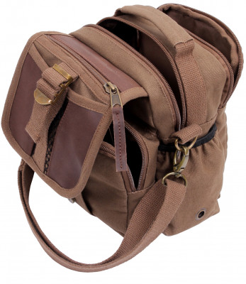 Сумка хлопковая для документов коричневая Rothco Canvas & Leather Travel Shoulder Bag Brown 2815, фото