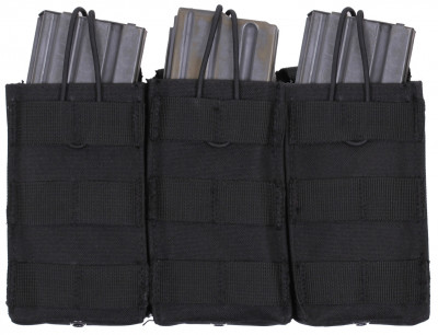 Черный подсумок для трех магазинов M16/AK47 Rothco MOLLE Open Top Triple Mag Pouch Black 41005, фото