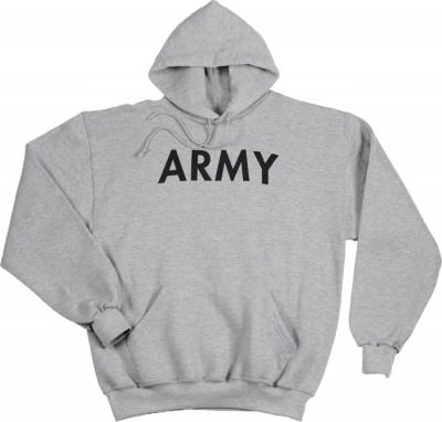 Тренировочная серая армейская толстовка с капюшоном Rothco Pullover Sweatshirt  Grey w/ ARMY 9189, фото