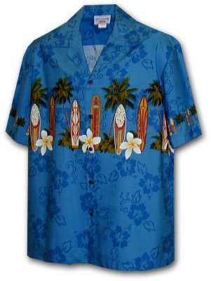 Гавайская рубашка Pacific Legend Men's Border Hawaiian Shirts - 440-3466 Blue, фото