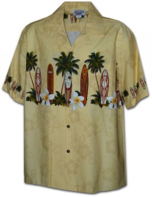 Гавайская рубашка Pacific Legend Men's Border Hawaiian Shirts - 440-3466 Beige, фото