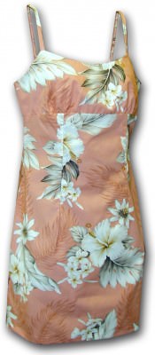 Гавайский сарафан на тонких бретельках Pacific Legend Short Spaghetti Dress - 306-3162 Peach, фото
