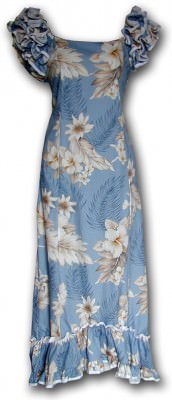 Гавайское платье му-му Pacific Legend Long Muumuu Dress - 334-3162 Blue, фото