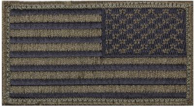 Зеркальная оливковая нашивка с велкро флаг США U.S. Flag Velcro Patch Olive Drab / Reverse - 17786, фото
