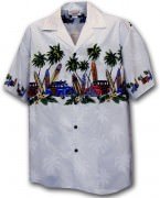 Pacific Legend Men's Border Hawaiian Shirts - 440-3313 White