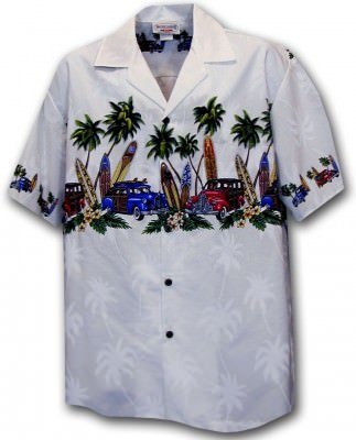 Гавайская рубашка Pacific Legend Men's Border Hawaiian Shirts - 440-3313 White, фото