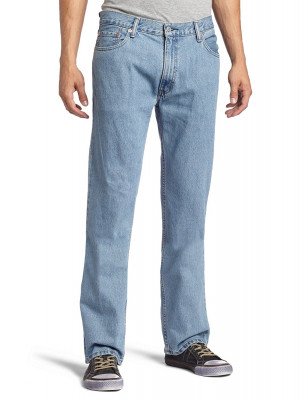 Мужские джинсы Levi's Men's 505 Regular Fit Jean Light Stonewash 005054834, фото
