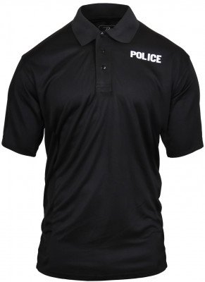 Потоотводящая полицейская футболка поло Rothco Moisture Wicking 'Police' Golf Shirt Black 3282, фото