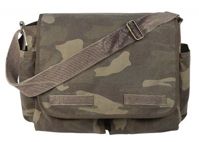 Винтажная сумка почтальона лесной камуфляж Rothco Vintage Washed Canvas Messenger Bag Woodland Camo 9748, фото