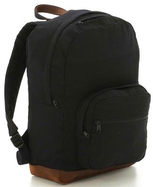 Винтажный черный рюкзак с кожаными элементами Rothco Vintage Canvas Teardrop Backpack w/ Leather Accents Black 9667, фото