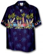 Pacific Legend Men's Border Hawaiian Shirts 440-3313 Navy