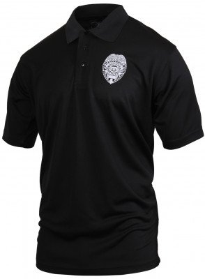 Потоотводящая футболка поло Rothco Moisture Wicking 'Security Badge' Golf Shirt Black 3627, фото