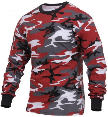Футболка с длинным рукавом камуфляж красный хамелеон Rothco Long Sleeve T-Shirt Red Camo 3173, фото