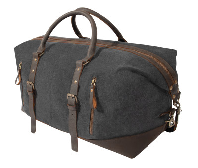 Сумка винтажная темно-серая с кожаными ручками Rothco Extended Weekender Bag Charcoal Grey 90886, фото