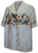 Pacific Legend Men's Border Hawaiian Shirts - 440-3545 White