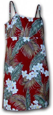 Гавайский сарафан на тонких бретельках Pacific Legend Short Spaghetti Dress - 306-3319 Maroon, фото