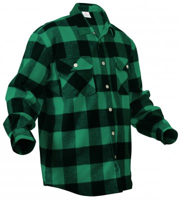 Мужская зеленая фланелевая рубашка буффало Rothco Buffalo Plaid Flannel Shirt Green / Black 4667, фото