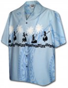 Pacific Legend Men's Border Hawaiian Shirts - 440-3793 Blue