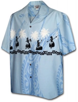 Гавайская рубашка Pacific Legend Men's Border Hawaiian Shirts - 440-3793 Blue, фото
