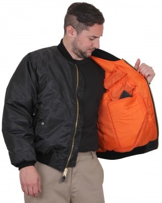 Лётная черная куртка с карманом для скрытого ношения оружия Rothco Concealed Carry MA-1 Flight Jacket Black 77350, фото