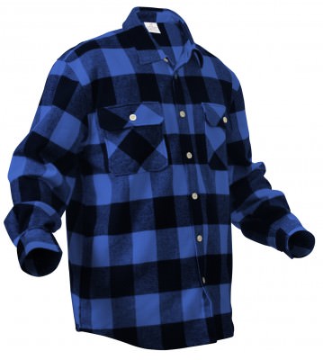 Мужская фланелевая рубашка буффало в синюю клетку Rothco Buffalo Plaid Flannel Shirt Blue / Black 4739, фото