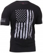 Rothco Distressed US Flag Athletic Fit T-Shirt Black 2901