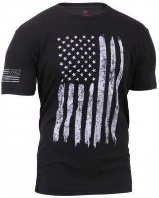 Футболка с флагом США черная Rothco Distressed US Flag Athletic Fit T-Shirt Black 2901, фото