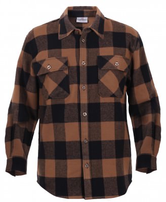 Коричневая фланелевая рубашка буффало Rothco Buffalo Plaid Flannel Shirt Brown / Black 4667, фото