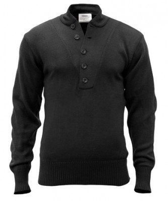 Винтажный милитари свитер Rothco G.I. Style 5-Button Acrylic Sweater Black 6368, фото