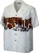 Pacific Legend Men's Border Hawaiian Shirts - 440-3866 White