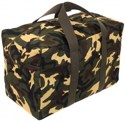 Сумка для парашюта лесной камуфляж Rothco Canvas Parachute Cargo Bag Woodland Camo 5123, фото