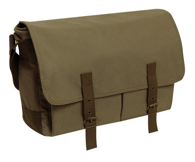 Классическая оливковая винтажная сумка почтальона Rothco Deluxe Vintage Canvas Messenger Bag Olive Drab 2759, фото