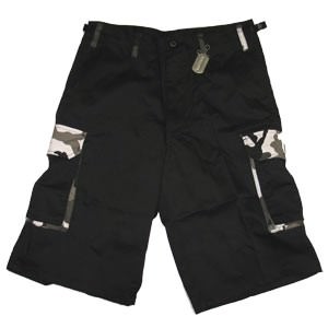 Мужские шорты Шорты Rothco Ultra Force Rigid Black w/City Camo Accents Cargo Shorts , фото