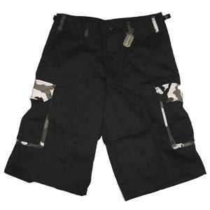 Мужские шорты Шорты Rothco Ultra Force Rigid Black w/City Camo Accents Cargo Shorts , фото