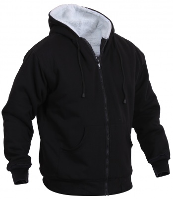 Куртка на искусственном меху черная Rothco Heavyweight Sherpa Lined Zippered Sweatshirt Black 8266, фото