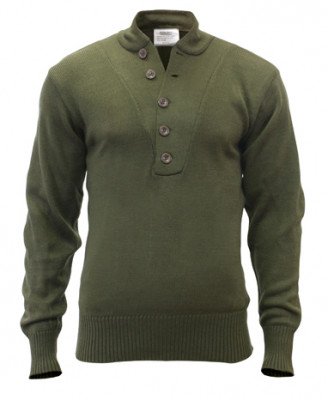 Винтажный милитари свитер Rothco G.I. Style 5-Button Acrylic Sweater Olive Drab 6368, фото