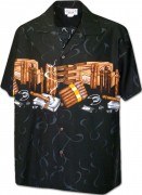 Pacific Legend Men's Border Hawaiian Shirts - 440-3866 Black