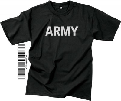 Футболка тренировочная Rothco Physical Training Reflective Grey T-Shirt "ARMY" - Black, фото