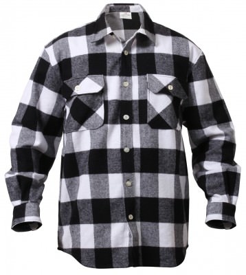 Белая фланелевая рубашка буффало Rothco Buffalo Plaid Flannel Shirt White / Black 4667, фото