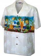 Pacific Legend Men's Border Hawaiian Shirts - 440-3864 White