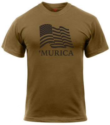 Койотовая футболка МЬЮРИКА Rothco 'Murica US Flag Athletic Fit T-Shirt 2923, фото