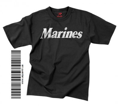 Футболка тренировочная Rothco Physical Training Reflective Grey T-Shirt "Marines" - Black, фото