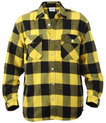 Желтая фланелевая рубашка буффало Rothco Buffalo Plaid Flannel Shirt Yellow / Black - 4649, фото
