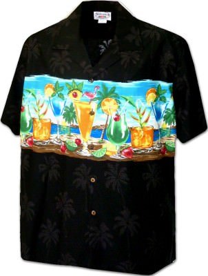 Гавайская рубашка Pacific Legend Men's Border Hawaiian Shirts - 440-3864 Black, фото