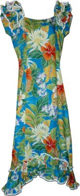 Гавайское платье му-му Pacific Legend Long Muumuu Dress - 334-3799 Blue, фото