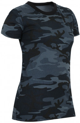Женская футболка темно-синий городской ночной камуфляж Rothco Womens Long Length T-Shirt Midnight Blue Camo 5749, фото