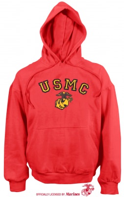 Толстовка красная Rothco USMC Globe and Anchor Pullover Hooded Sweatshirt Red 9222, фото